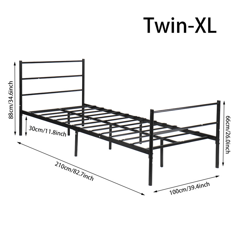 Latitude Run® Seyran Twin XL Bed Frame with Headboard Black Metal